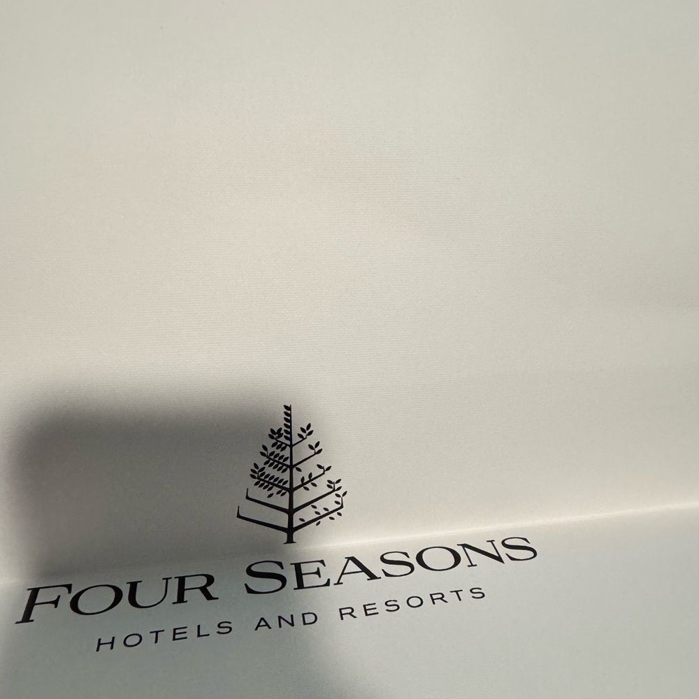 White Four Seasons shopping bag with Black Handles - Picture 2 of 6